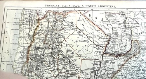 Mappa W&A K Johnston Uruguay Paraguay Nord Argentina 1901 colorata a mano - Foto 8 di 8