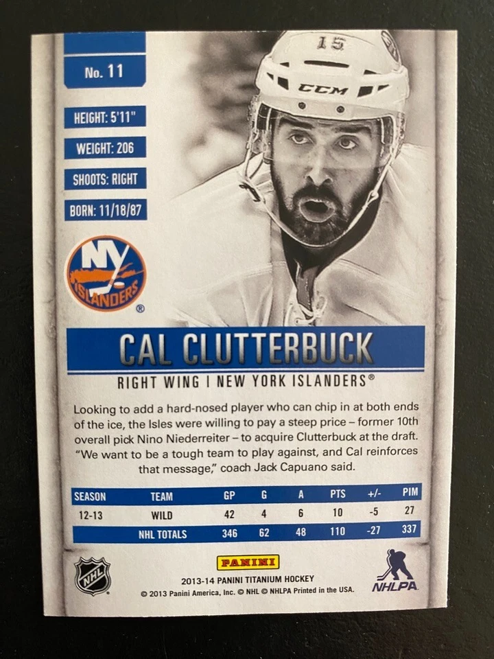 Cal Clutterbuck 2013-14 Panini Titanium Hockey #11 New York Islanders - Image 2 of 2