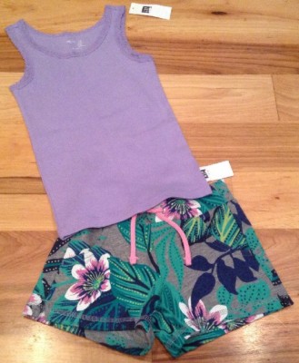 Gap Kids Girls X-Small (4-5) Outfit. Purple Tank Top & Tropical Shorts. Nwt