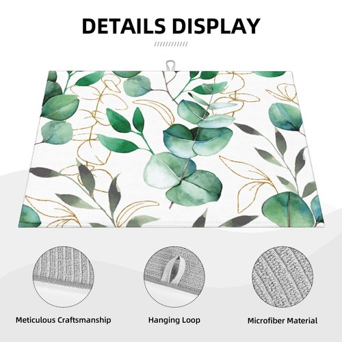 Green Leaves Dish Drying Mat 18x24 For Kitchen Counter Absorbent Microfiber D... - Picture 3 of 8