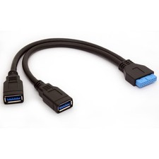 BSHTU 20 Pin Header Convert to Two USB 3.0 Female A Type Lead 25cm