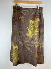 Vtg Linen Blend 90's Floral Paisley Midi Skirt Sz 6 Earthy Whimsigoth Wrap Style