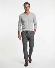 PESERICO MEN'S GRAY WOOL BLEND DRAWSTRING TROUSERS MSRP $479