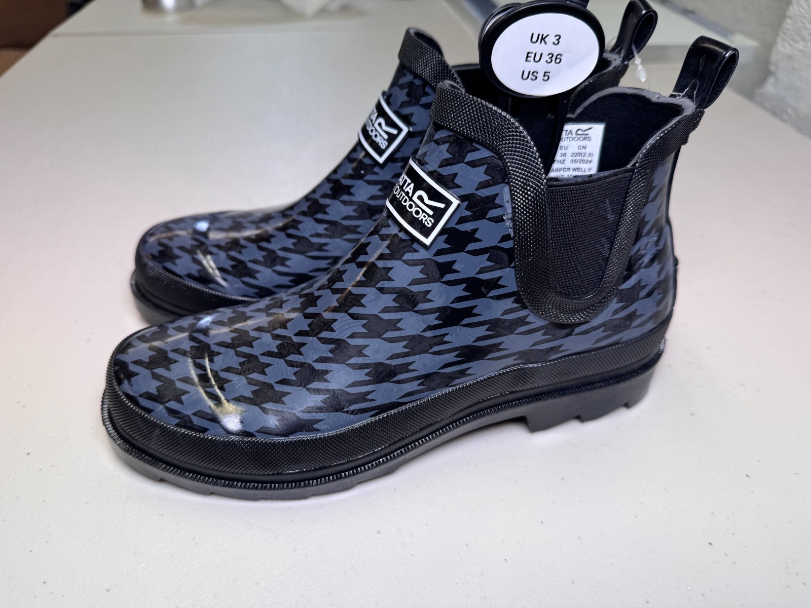Regatta Lady Harper Wellies UK 3 Black Waterproof Ankle Wellington Boots BNWT