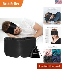 Silk Sleep Mask for Women Men, Mulberry Eye Mask Adjustable Blackout Blindfold