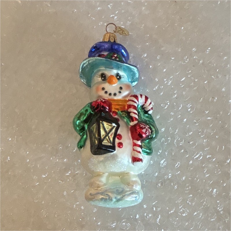 Christopher Radko Footed Frosty Snowman Multicolor Glass Hanging Ornament 2006