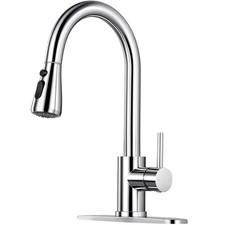 Kitchen Faucet with Pull Down Sprayer - Polished Chrome Single Handle Kitchen...