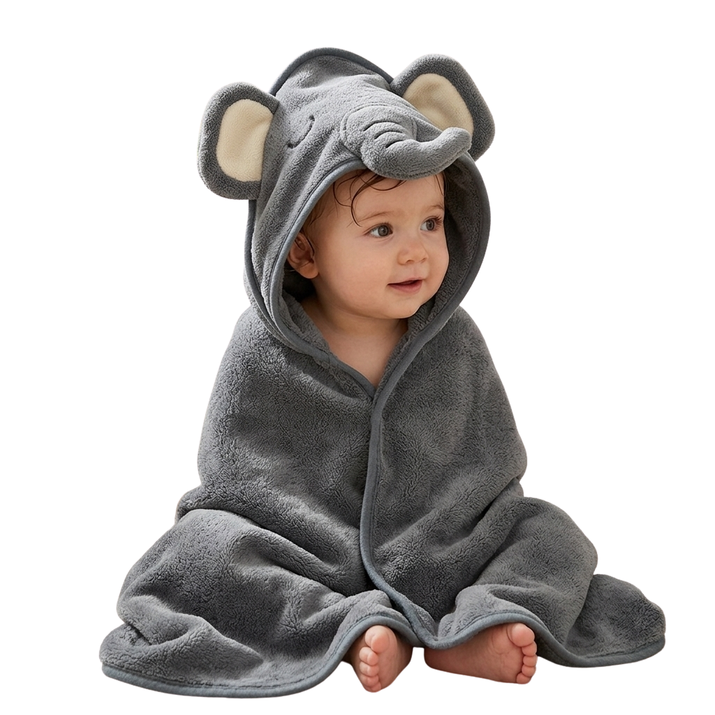 Baby Coral Fleece Hooded Animal Bath Towel