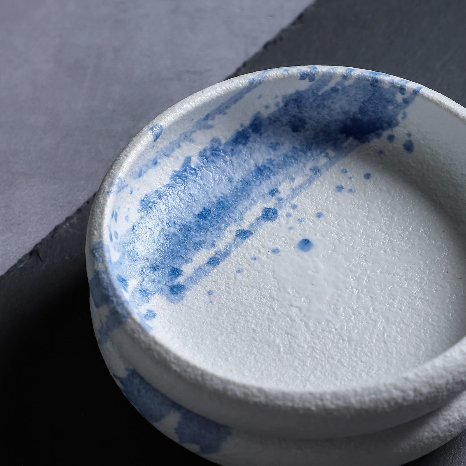 Uaral Salad Plate Set of 4, 5.5 inch Blue Stone Texture Appetizer ...