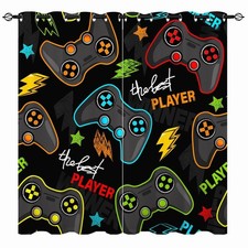 Gamepad Blackout Curtains - Abstract Kids Gamer Video Game Joystick Colorful ...