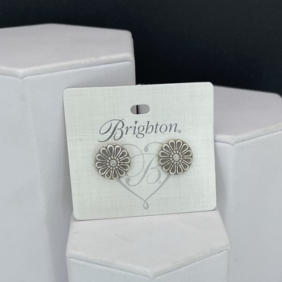 NWT Brighton Clara Flower Mini Post Earrings Silver Crystal Studs
