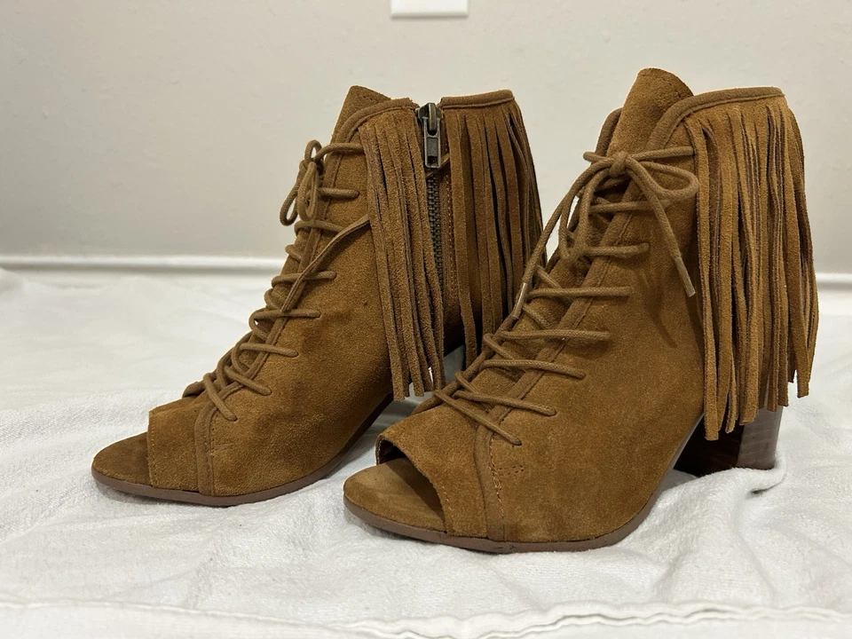 Steve Madden Newporte Botín Occidental con Flecos, Gamuza Castaño - Talla 7 Foto 3 de 4