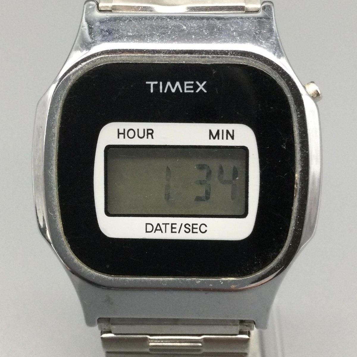 Vintage Timex Mens Watch 34mm LCD Digital K Cells Stainless New