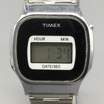 Vintage Timex Mens Watch 34mm LCD Digital K Cells Stainless New