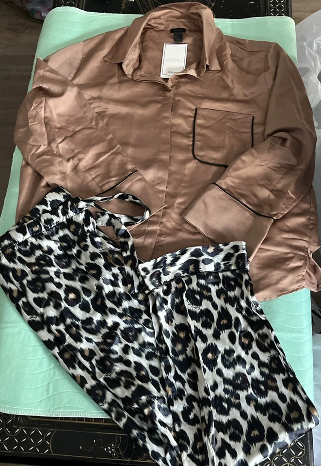 H&M Top W Parte Inferior Para Mezclar y Combinar Ropa de Salón Sedosa Conjunto PJ Talla XL Beige Pantalones Foto 2 de 4