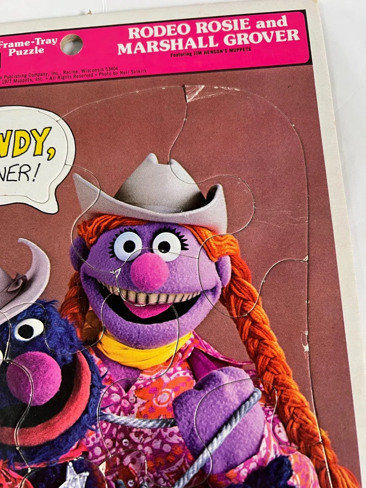 Vintage Sesame Street Frame Tray Puzzle 12 Piece Grover Rosie 1977 Whitman - Image 3 of 4