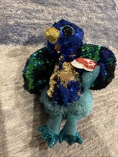 Ty Flippables TYSON Peac*ck Beanie Boo Color Changing Sequin Plush (6 Inch) MWMT
