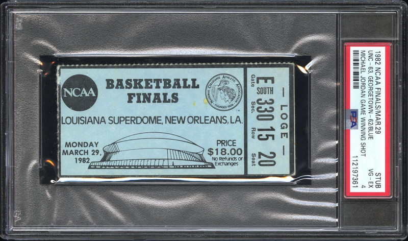 1982 NCAA Finals Ticket Stub Michael Jordan Game Winner PSA 4 Blue RARE POP 3