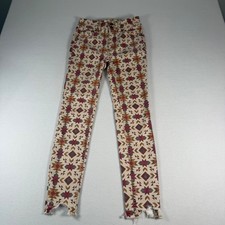 Free People We The Free Wild Child Aztec Print Skinny Jeans Jagged Hem 25 Boho