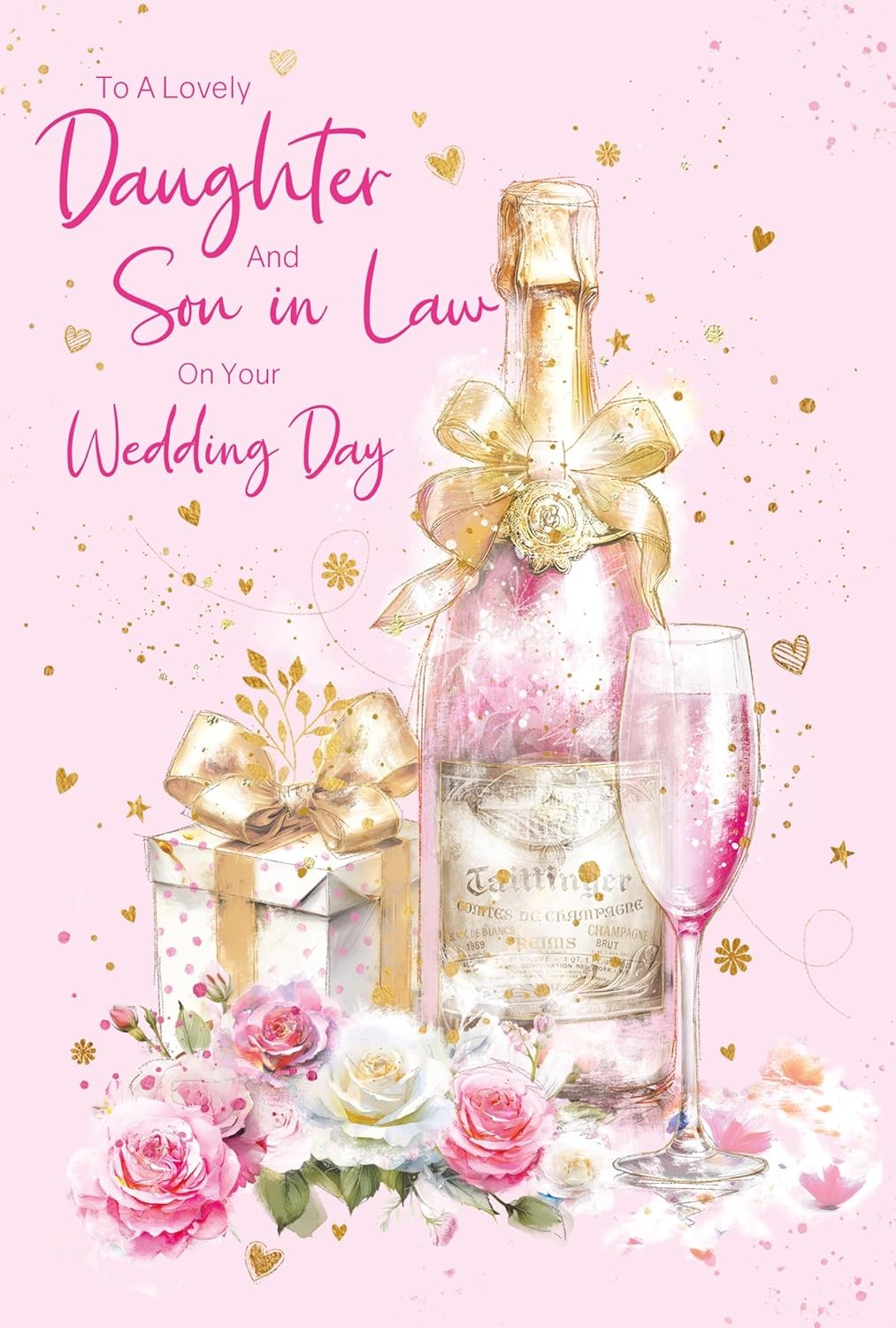 Wedding Day Congratulations Card Daughter & Son-In-Law - Foil Finish - 6"" x 9""