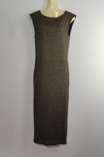 Ted Baker schwarz & gold schimmerndes ärmelloses figurbetontes Midikleid Größe 1, gefüttert