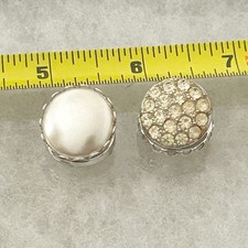 VTG SARAH COVENTRY Reversible Clip On Earrings Faux Pearls Rhinestones