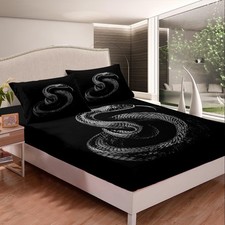 Feelyou Snake Fitted Sheet Full Size for Kids Boys Girls 3D Wild Animal Print...