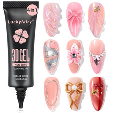 3D Gel Nail Art: 3D Nail Sculpting Gel, 15G 4 in 1 Molding, Drawing, Chrome Powd