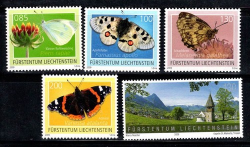 Liechtenstein 2009 Mi. 1528-1532 postfrisch ** 100% Schmetterlinge, OBERLAND, SEPAC