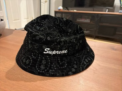 Supreme Mens Bucket Hat Fw23 Size Medium Black Velvet | eBay