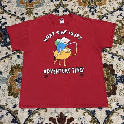 Vintage Y2K Adventure Time  What Time Is It  Graphic Print T-Shirt Men s XL