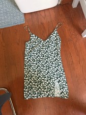 Reformation Green Floral V-Neck Mini Dress