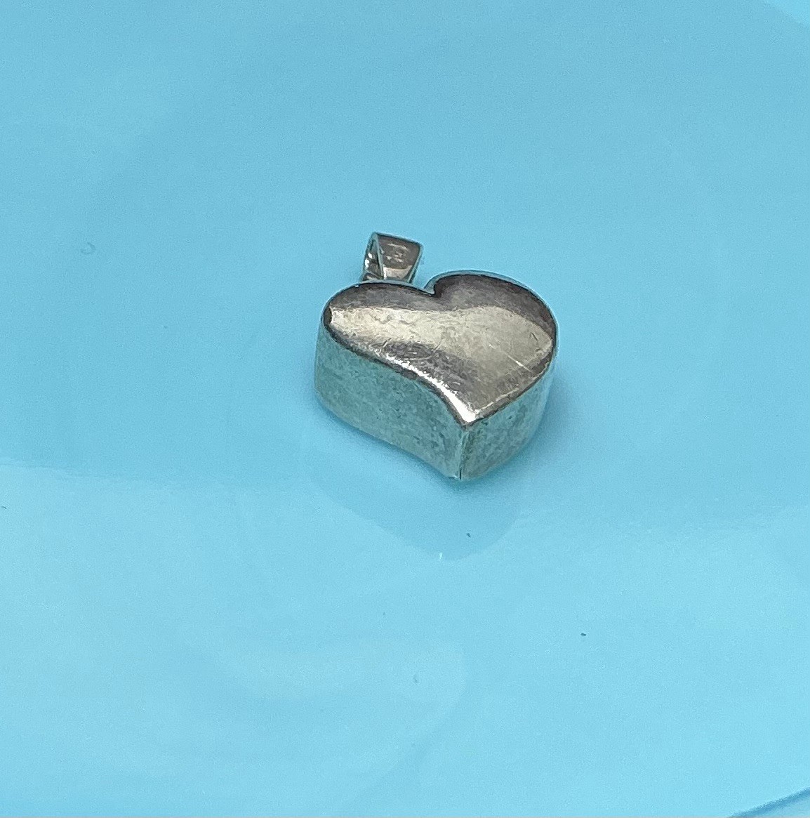 Vintage Sterling Silver Offset Solid Puffy Heart … - image 7