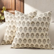 Farmhouse Floral Pillow Covers 22x22 Set of 2, Country Botanical Throw Pillow...