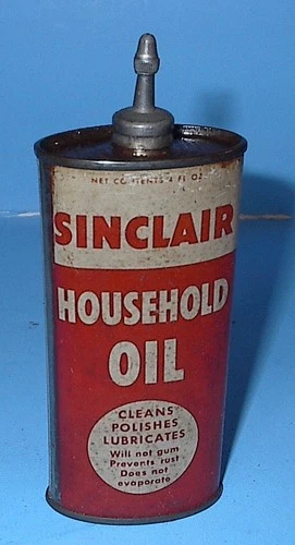 VINTAGE SINCLAIR HOUSEHOLD OIL CAN CLEAN CAN MINOR RUST OLD MAINE BARN FIND