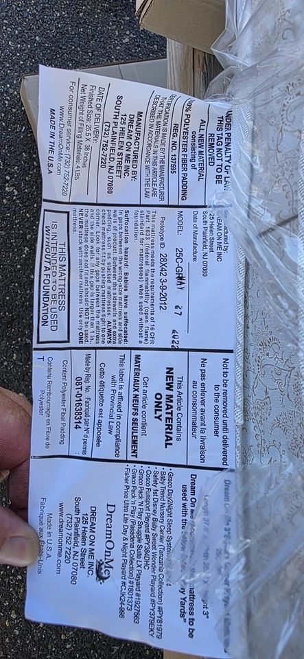 Dream On Me, 3" Pacote de Espuma e Colchão de Quintal Play, Estilo Branco/Marrom # 26-GR - Imagem 2 de 4