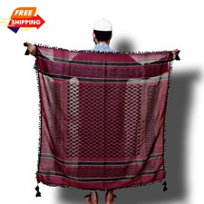 Palestine Keffiyeh Scarf Red Black Kufiya Arab Shemagh Tassel Wrap