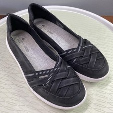 Clark  s Cloudsteppers Adella Poppy Womens Shoes Black Flats Comfort Sz.6.5M