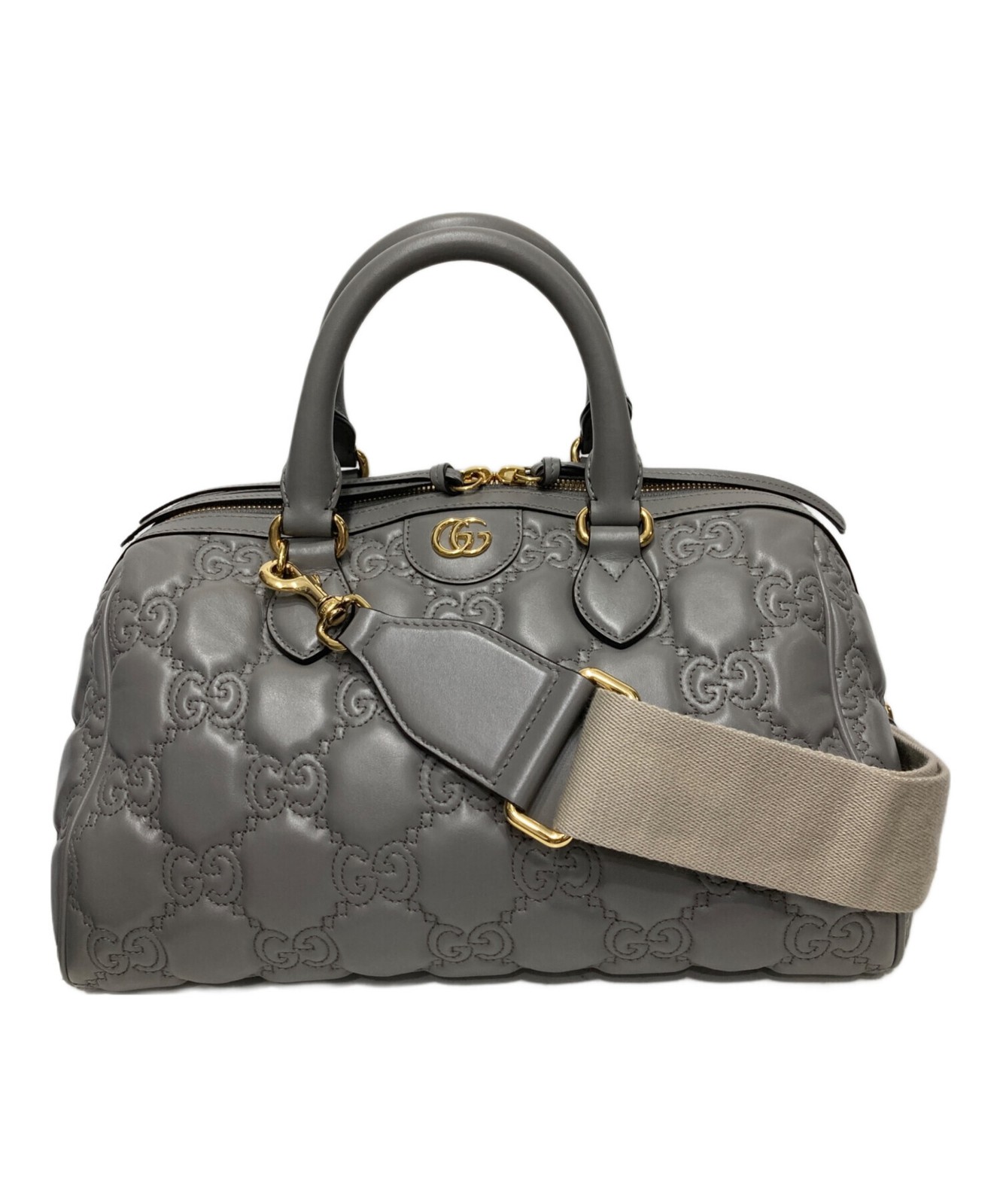Gucci GG Matelasse Handbag Gray Leather 702242 Top Handle Bag SN2560 thumbnail 2