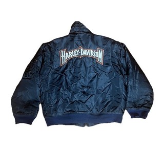 Vintage Biker Bomberjacke Buster Harley Davidson Rückenstick 80er 90er L XL