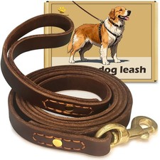 Leather Dog Leash 6 Ft X 3/4 Inch,Strong and Soft Heavy Duty Genuine Leather Dog