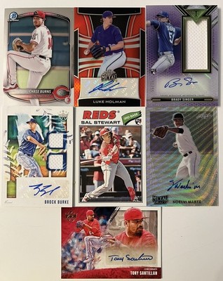 Cincinnati Reds Lot 5 Auto RC 3 PATCH Burns STEWART Singer Marte Santillan BURKE