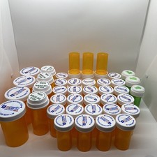 Lot Of 43 Empty Rx Pill Bottles Sewing Crafts Jewelry Supplies Coins Fishing