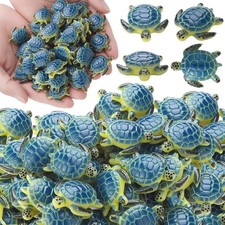 Mini Blue Sea Turtle Figurines 50 Pcs Collectible Small Sea Animal Figurines