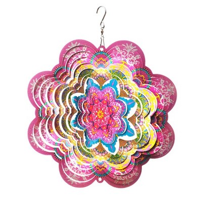 3D Stainless Steel Wind Spinner Kinetic Yard Art Garden Decoration 6'' Pink