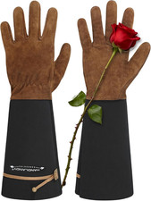 Long Gardening Gloves for Women Men - Leather Rose Pruning Gloves Thorn Proof