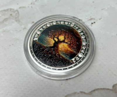 MEDAL - TREE OF LIFE - SILVER OVERLAY - COLOURED - VERY RARE