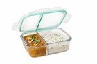 Slim Small Glass & Plastic Lunch Box Food Storage Container Airtight Tiffin Box