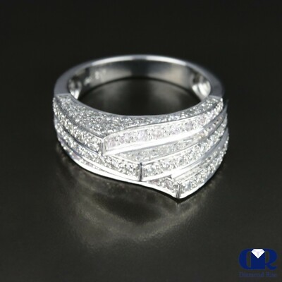 Women's 1.02 Ct Diamond Wedding Band Anniversary Ring Right Hand Ring 14KWG