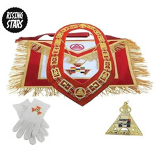 MASONIC ROYAL ARCH SET APRON , CHAIN COLLAR , GLOVES AND JEWEL l BEST QUALITY